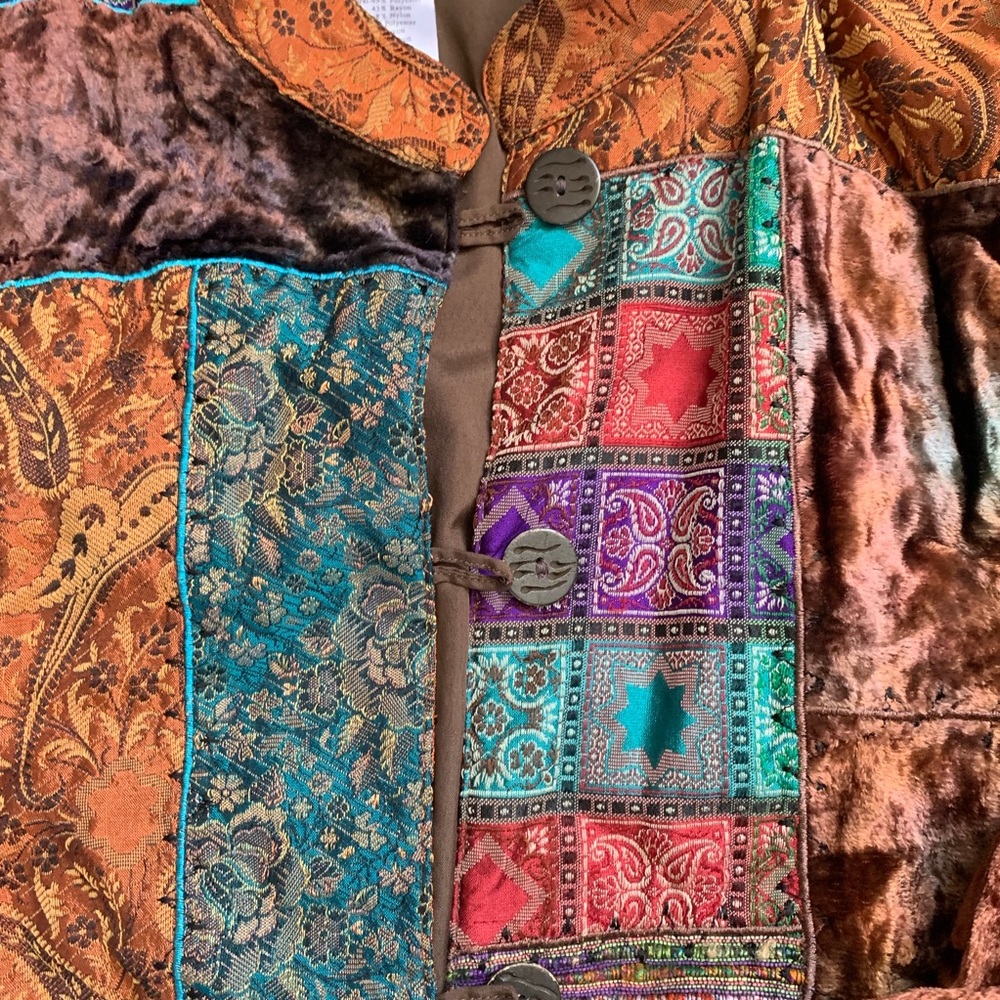 Funky patchwork velvet fall jacket